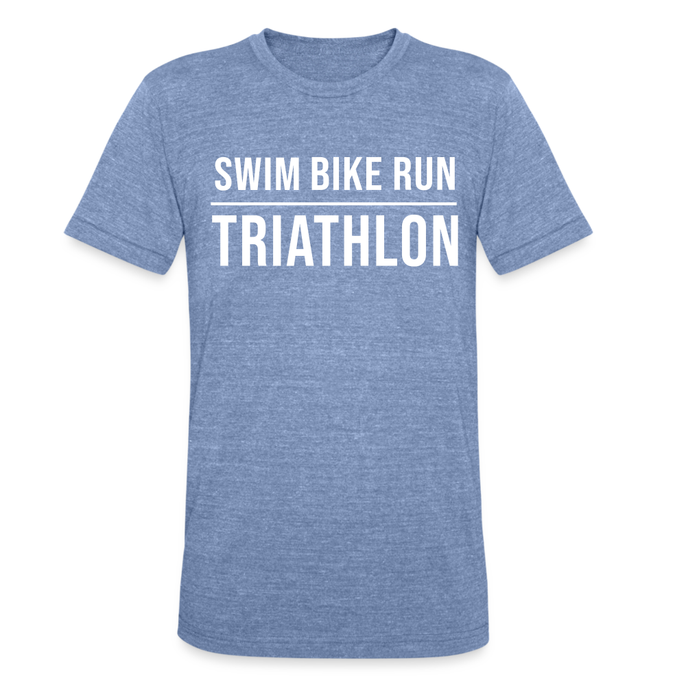 Swim Bike Run TRIATHLON Unisex Tri-Blend T-Shirt - heather blue