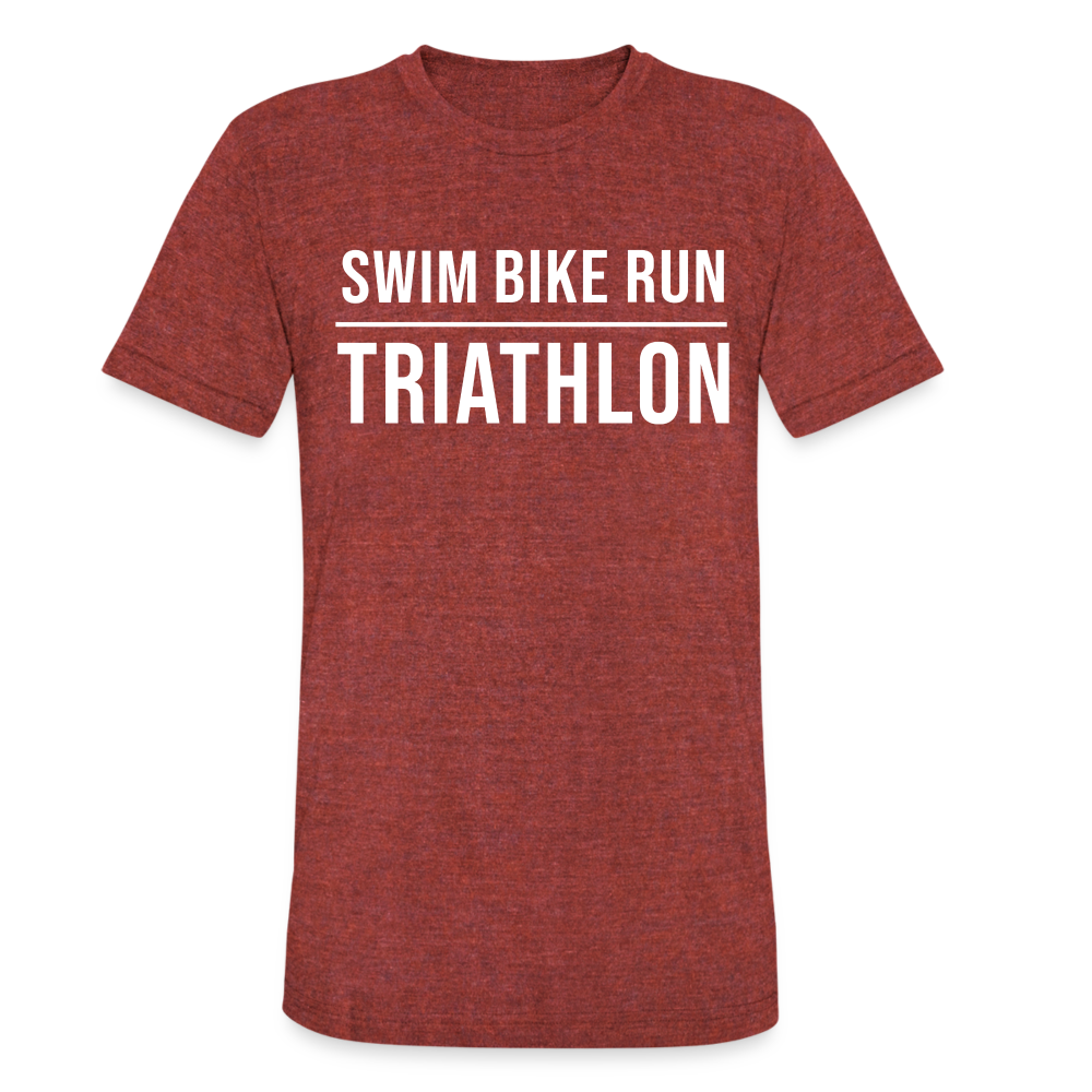 Swim Bike Run TRIATHLON Unisex Tri-Blend T-Shirt - heather cranberry