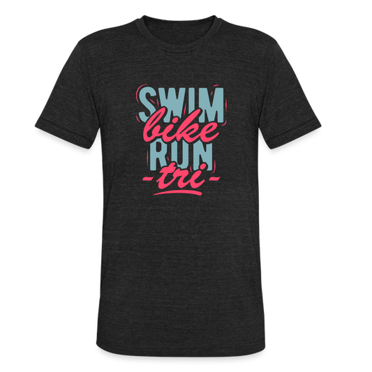 Swim Bike Run Tri Unisex Tri-Blend T-Shirt - heather black