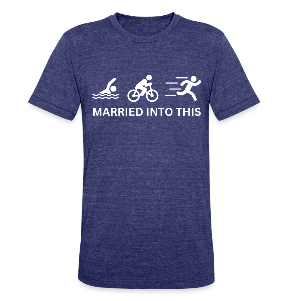 Married Into This Triathlon Unisex Tri-Blend T-Shirt - heather indigo