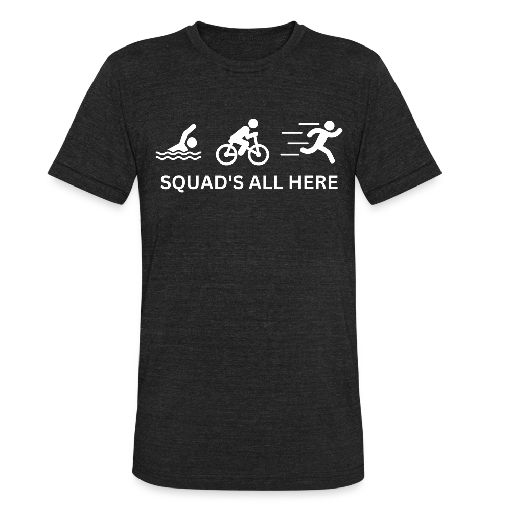Squads All Here Triathlon Unisex Tri-Blend T-Shirt - heather black