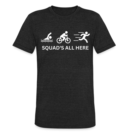 Squads All Here Triathlon Unisex Tri-Blend T-Shirt - heather black