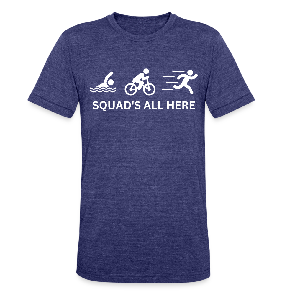 Squads All Here Triathlon Unisex Tri-Blend T-Shirt - heather indigo
