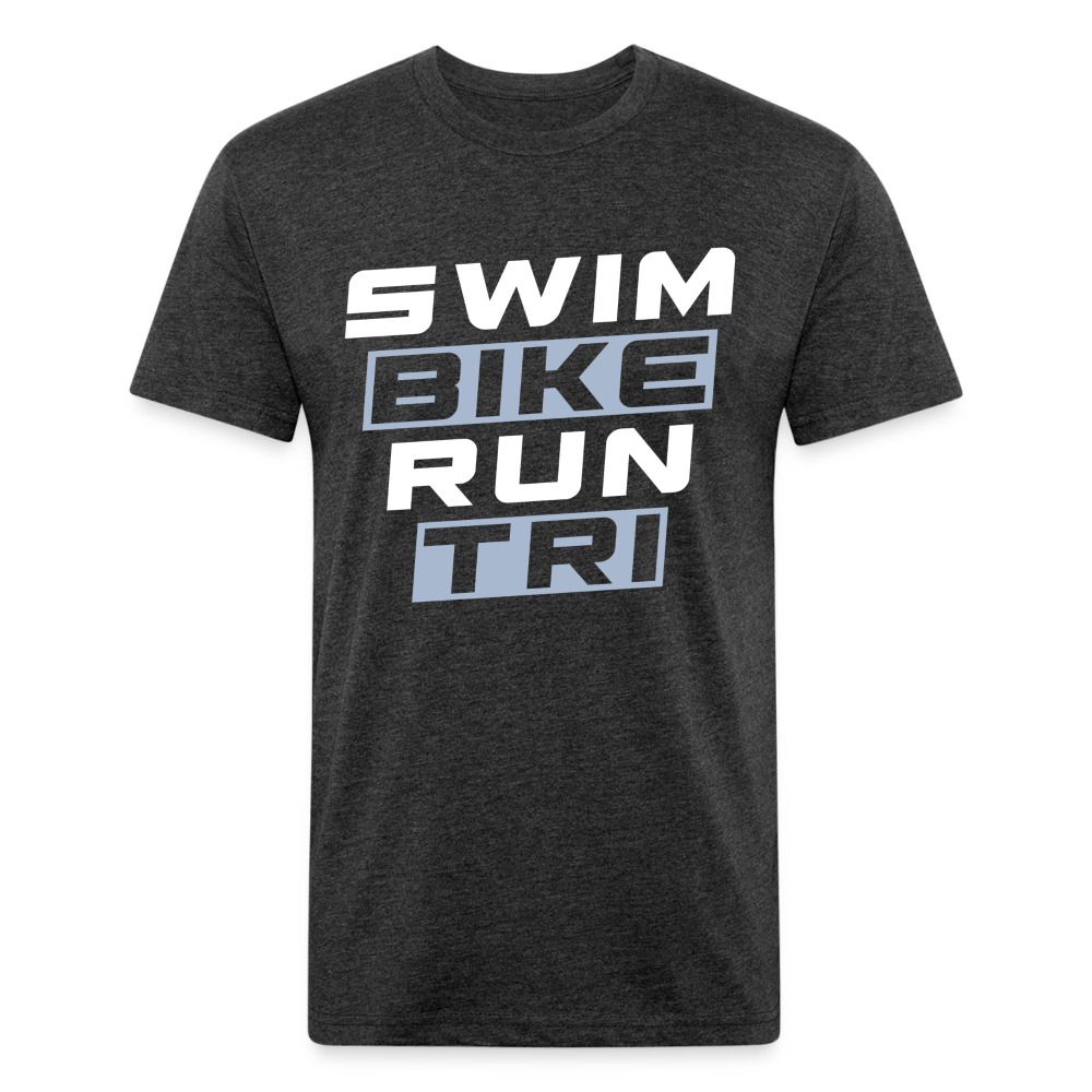 Swim Bike Run Triathlon T-Shirt - heather black