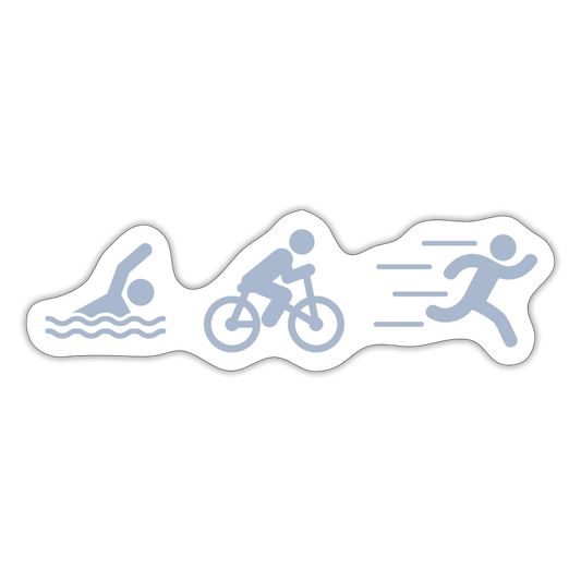 Swim Bike Run Triathlon Sticker Ice Blue - white matte