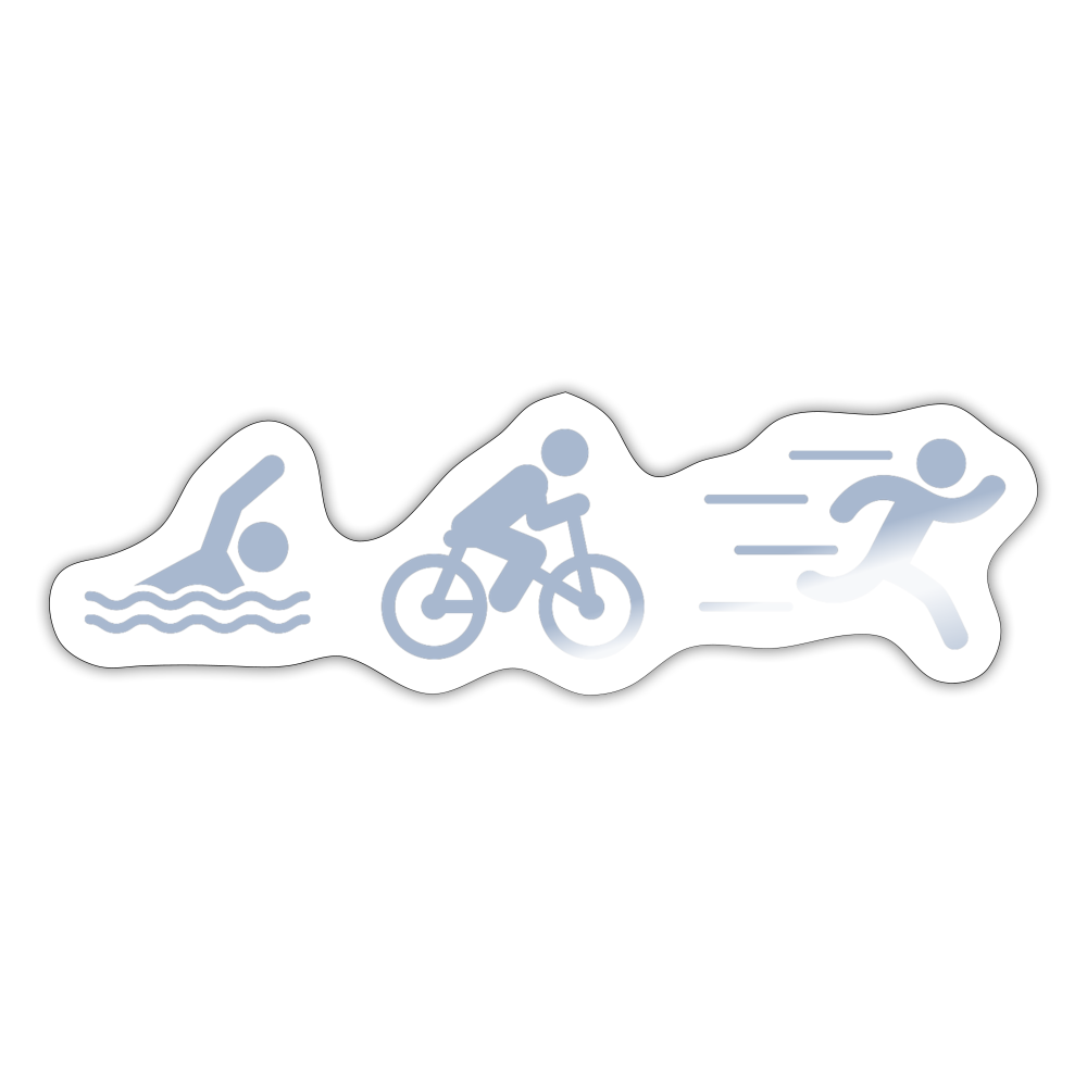 Swim Bike Run Triathlon Sticker Ice Blue - white glossy