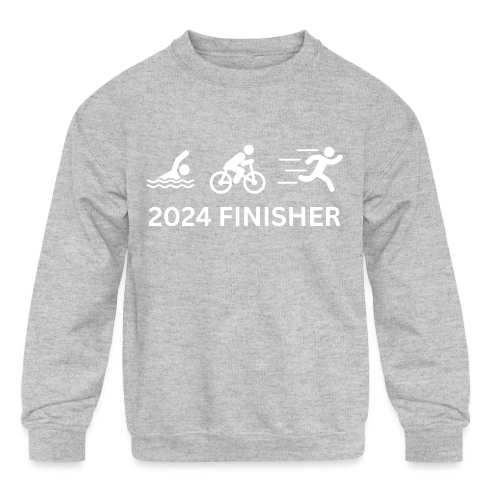 2024 Finisher Triathlon Kids' Crewneck Sweatshirt - heather gray