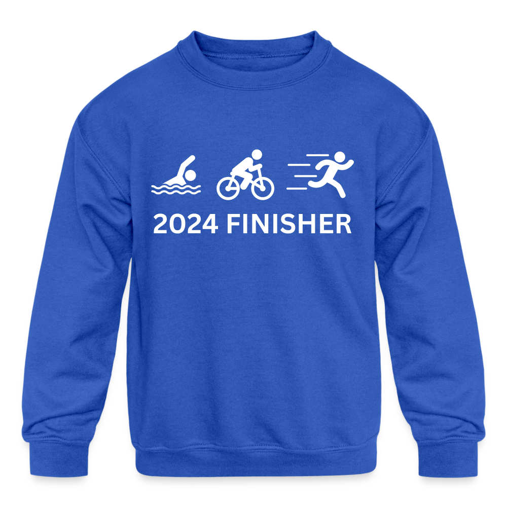 2024 Finisher Triathlon Kids' Crewneck Sweatshirt - royal blue